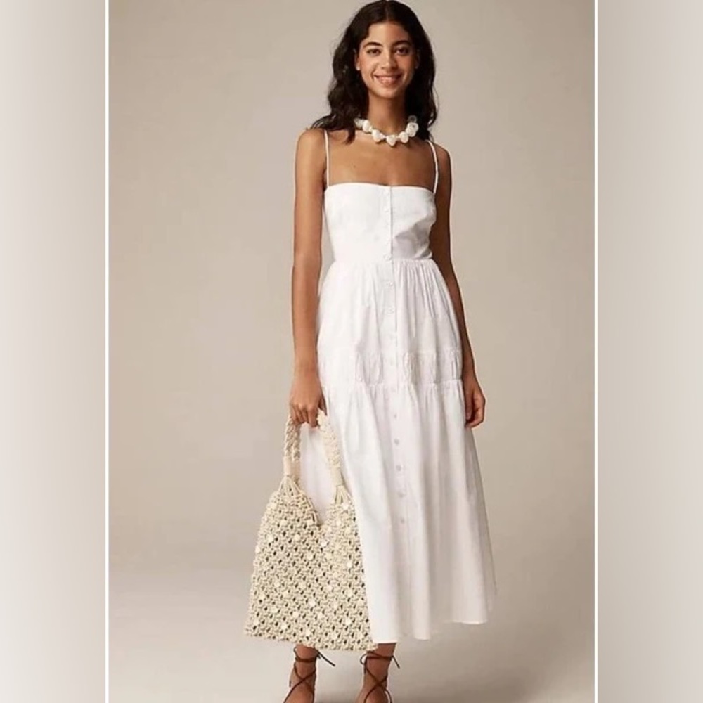 NWT | J Crew A-Line Midi Dress in Cotton Poplin | Size 6